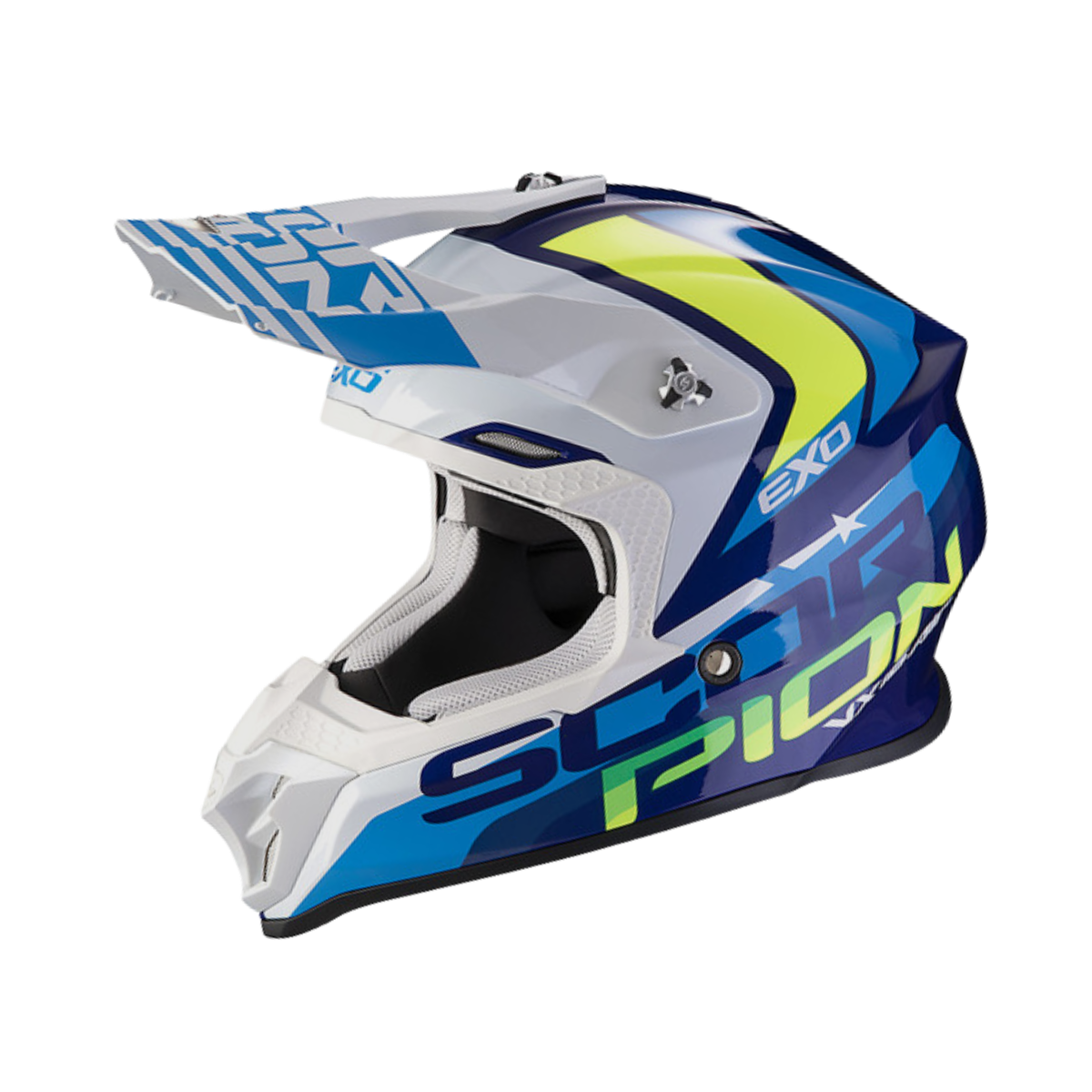 Scorpion VX 16 Air Nation Casco Motocross Blu/bianco/giallo-fluo