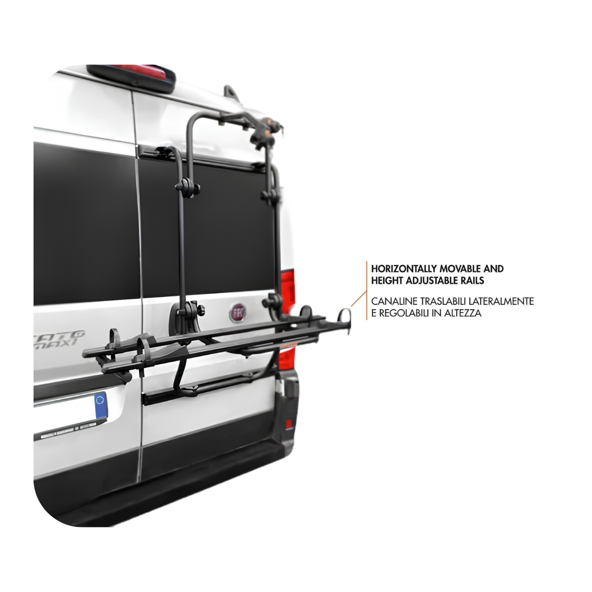 Rear Tailgate Bike Rack Fabbri – Bici Ok MTB Van for Mercedes Sprinter and Volkswagen Crafter