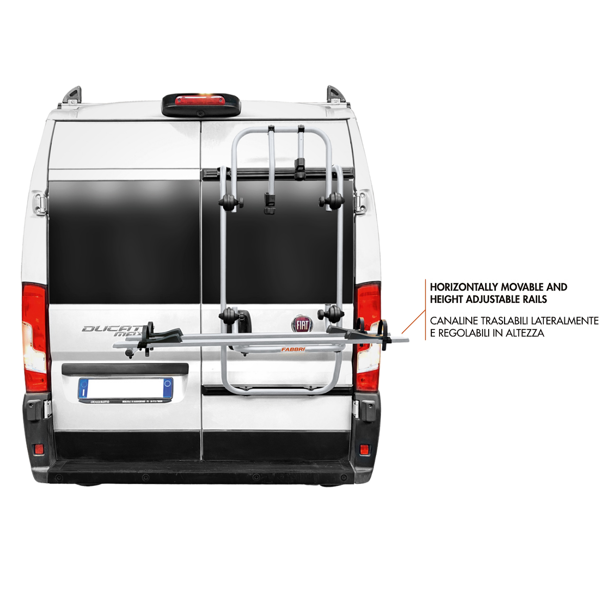 Rear Tailgate Bike Rack Fabbri – Bici Ok Mtb Van Fiat Ducato, Citroen Jumper, Peugeot Boxer