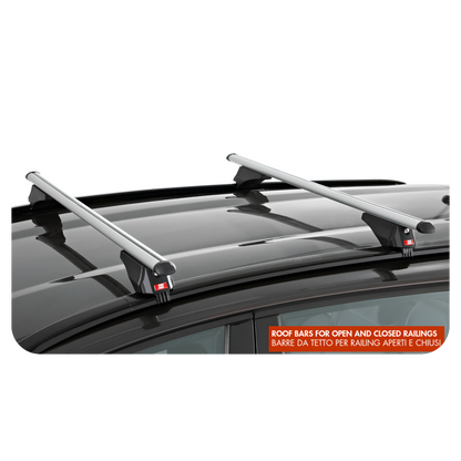 Barre Portatutto ALU VIVA 4 Rails mancorrenti profilo chiuso/aperti 135 Cm