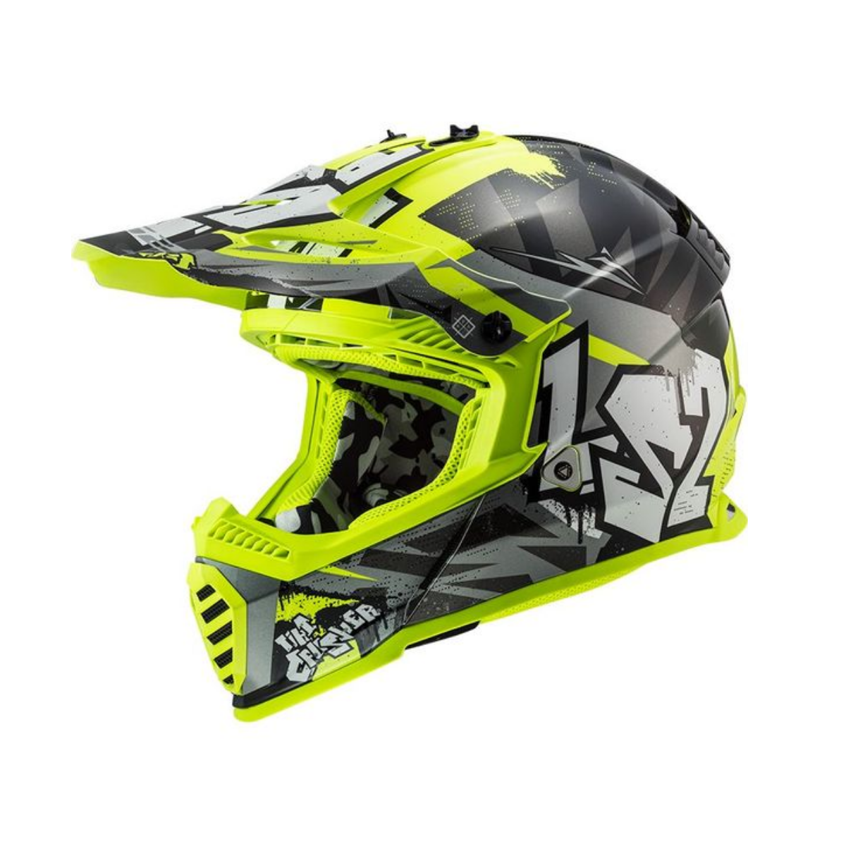 Casco LS2 MX437 Fast Evo Crusher Negro Amarillo H-V
