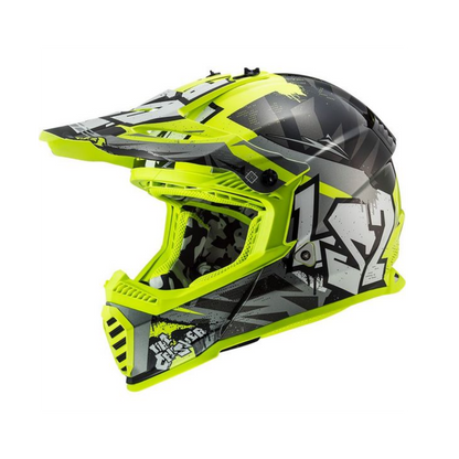 Casco LS2 MX437 Fast Evo Crusher Negro Amarillo H-V