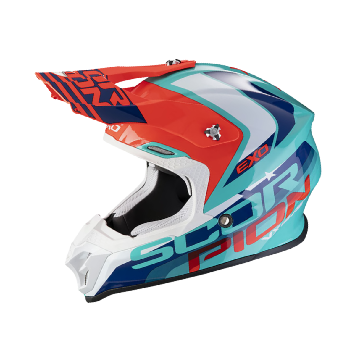 Scorpion VX 16 Air Nation Casco Motocross Verde/blu/rosso