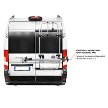 Fabbri Rear Tailgate Bike Rack - Bici Ok MTB Van Fiat Ducato, Citroen Jumper, Peugeot Boxer black + 135 cm rails