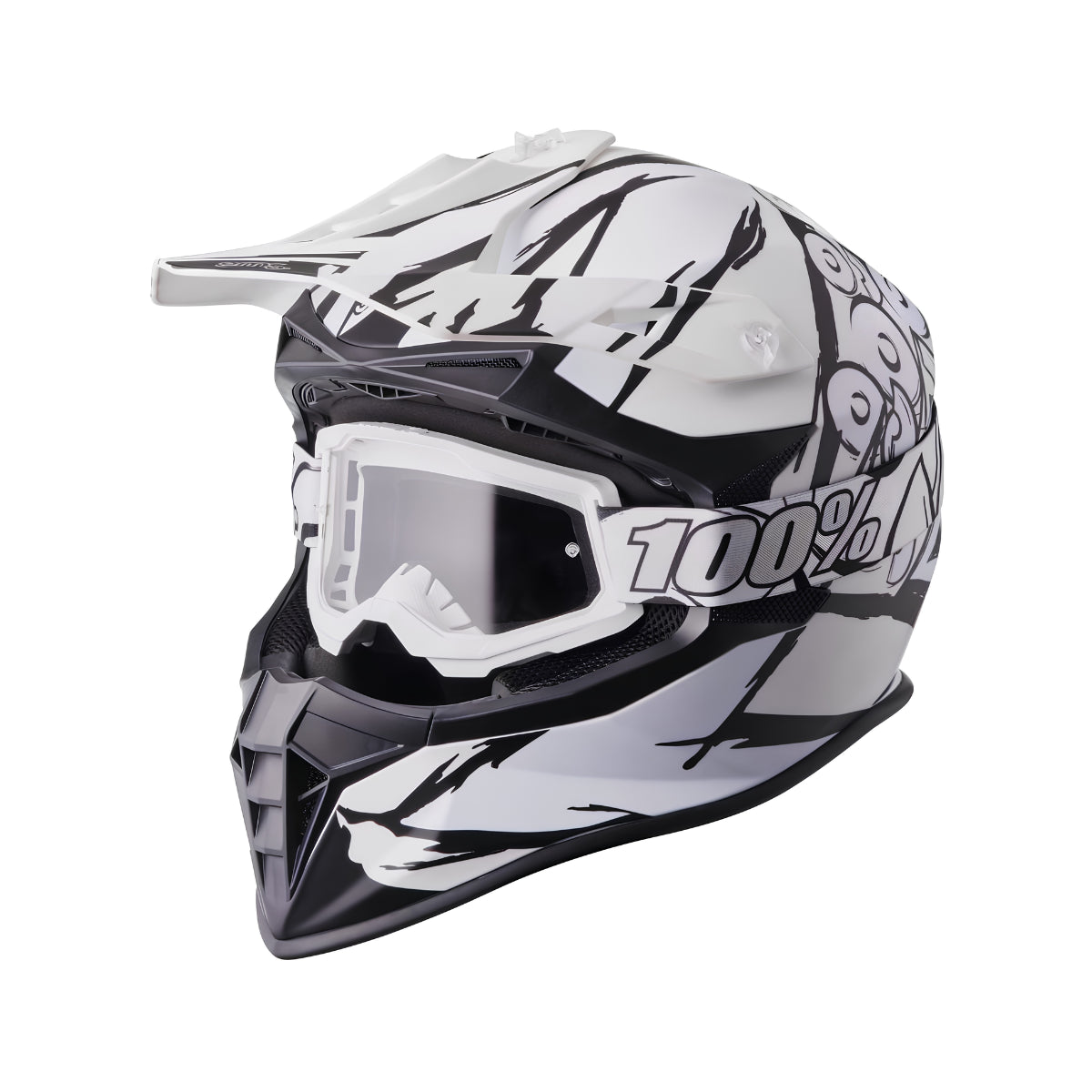 Casco Cross GMS Fortis Graffi – Grigio Opaco / Bianco