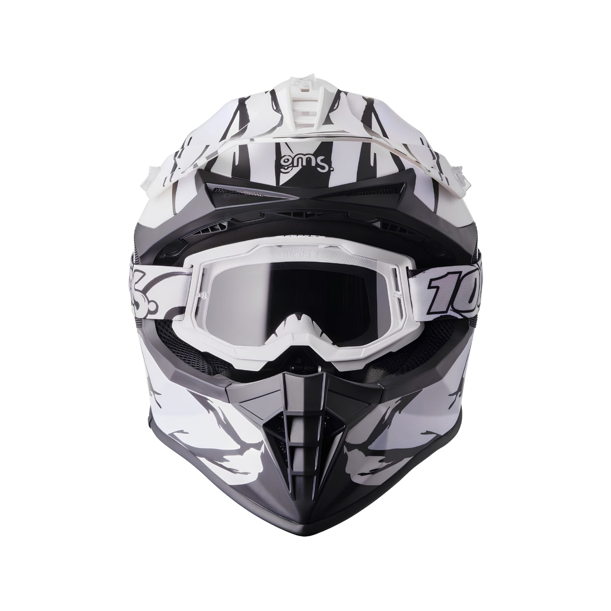 Casco Cross GMS Fortis Graffi – Grigio Opaco / Bianco