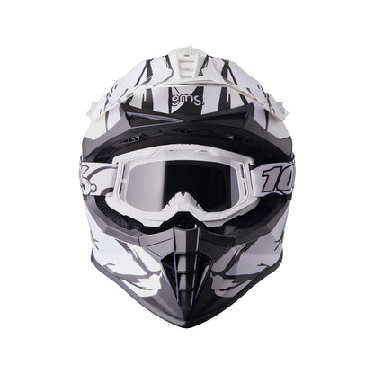 Casco Cross GMS Fortis Graffi – Grigio Opaco / Bianco