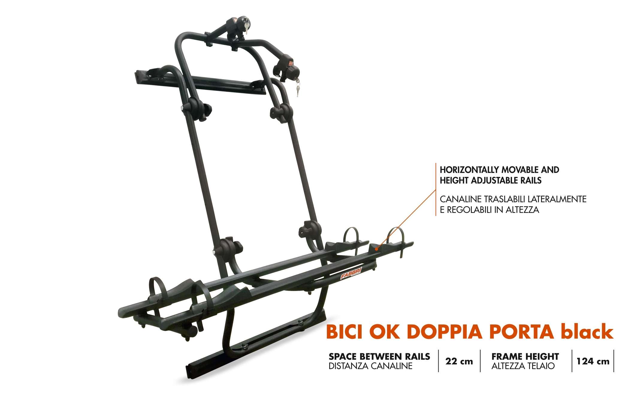 Portabici Posteriore da Portellone Fabbri - Bici Ok Mtb Van per Renault Master nero