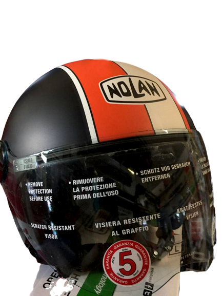 Nolan Jet N20 Visor Flashback nero opaco - bianco/arancio