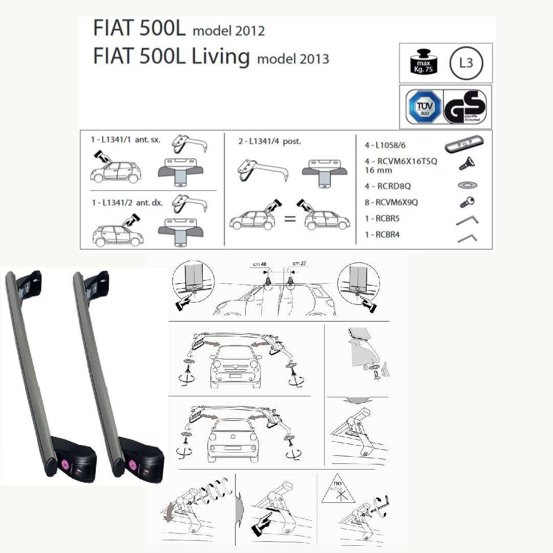 Barre Portatutto Modula CompactBar Fiat 500L Cross tetto liscio - immagine 4