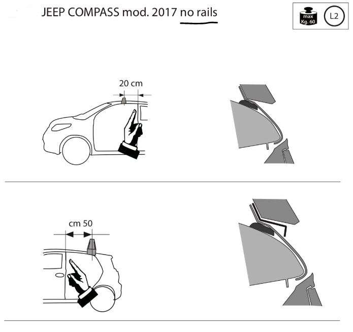 Barre Portatutto Modula CompactBar Jeep Compass 2017 > senza railing - immagine 4