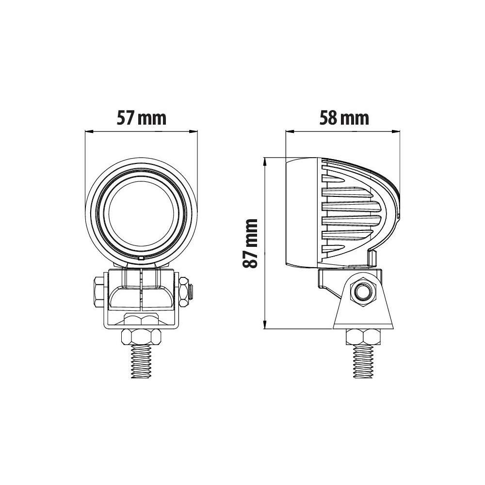 Cyclops-Round, faro ausiliario a 1 Led - 12/24V - Luce focalizzata - immagine 2